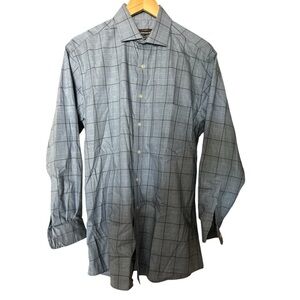 Tasso Elba Men's Blue Checkered Dress Shirt